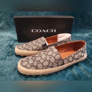 Coach men's Signature Logo Espadrille Canvas Slip-on Loafers - NWT- Rare